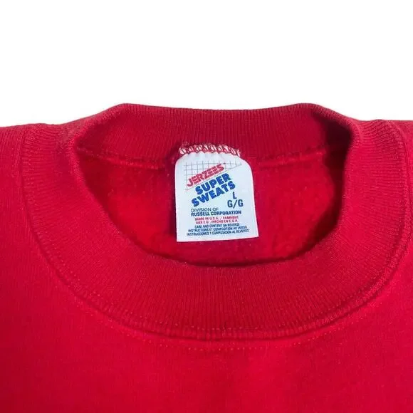 vintage blank jerzdes red crewneck sweatshirt size large - Picture 2 of 5